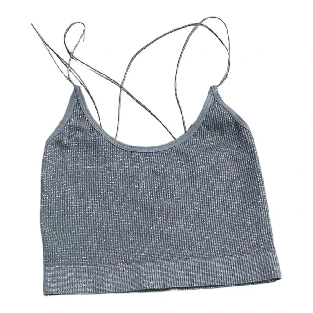 Urban Outfitters Gray Metallic Strappy Cropped Cami S